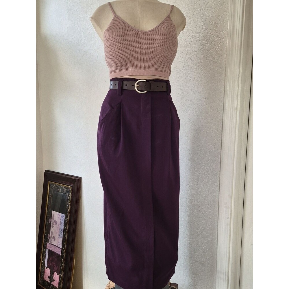 Ellen Tracey, Linda Allard 100% Wool Vintage High Waist, Midi Skirt With Pockets